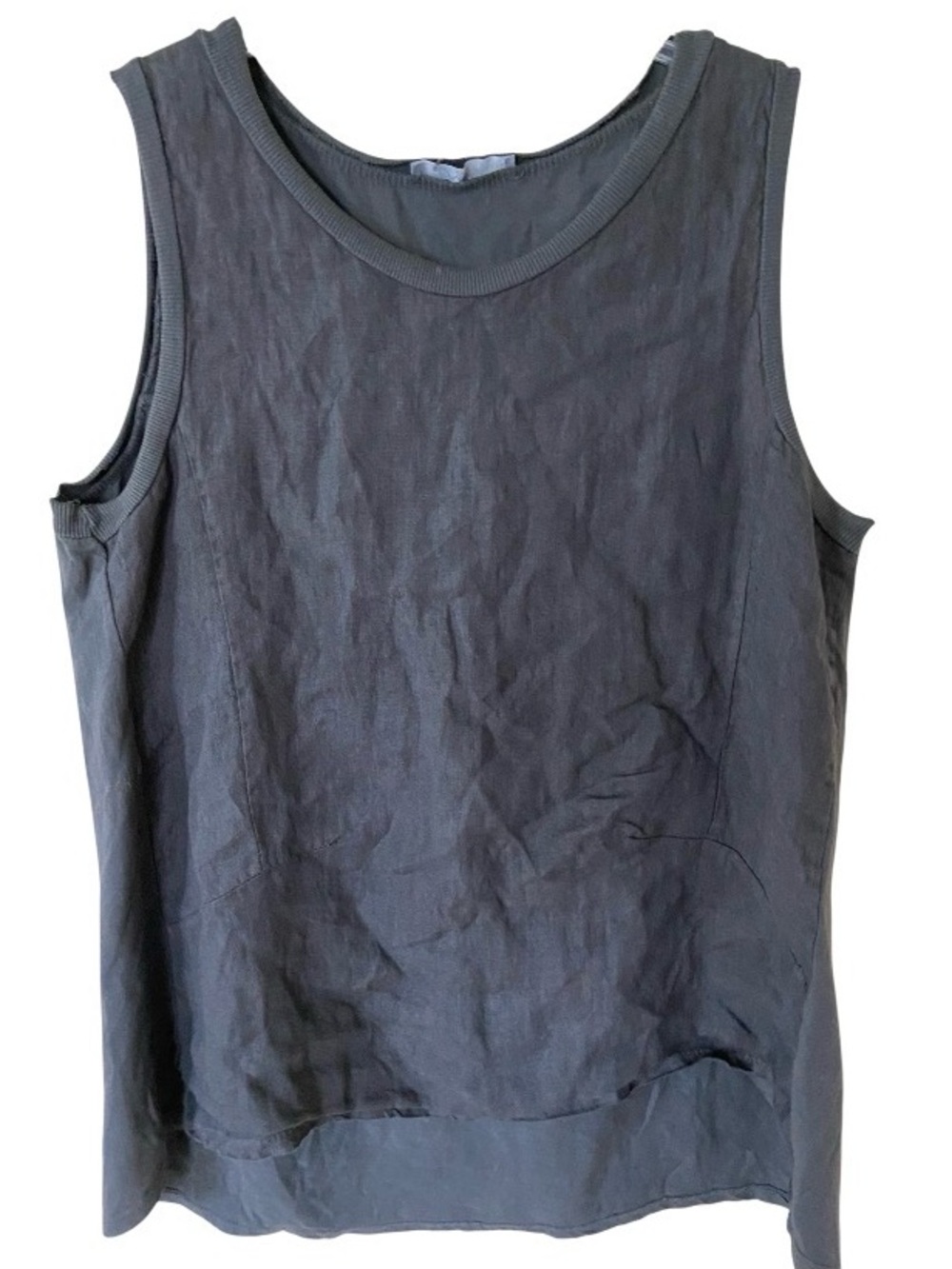 AM Basic Collection Sleeveless Charcoal  Top Made in Italy size M 100% cotton